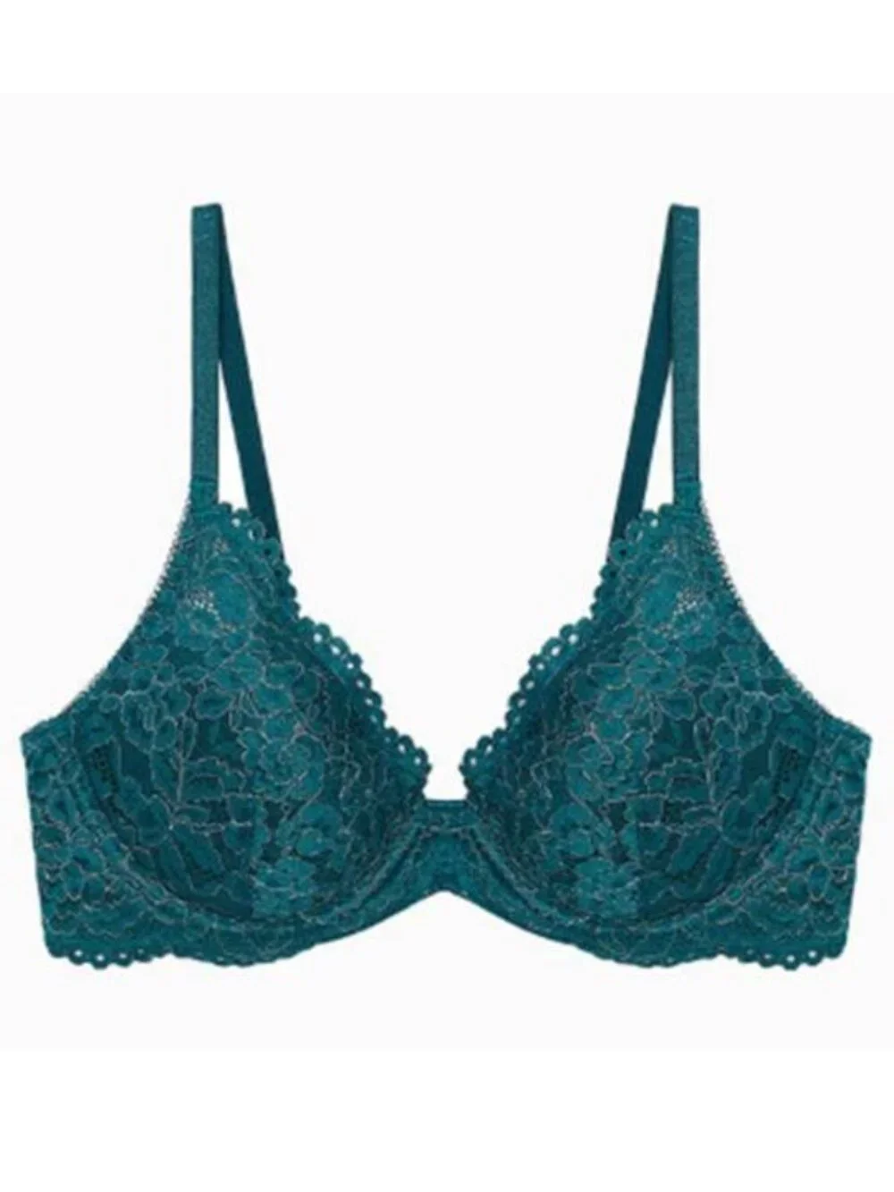 Wacoal Ciao Bella Plunge Contour Bra Green Floral Lace 36B